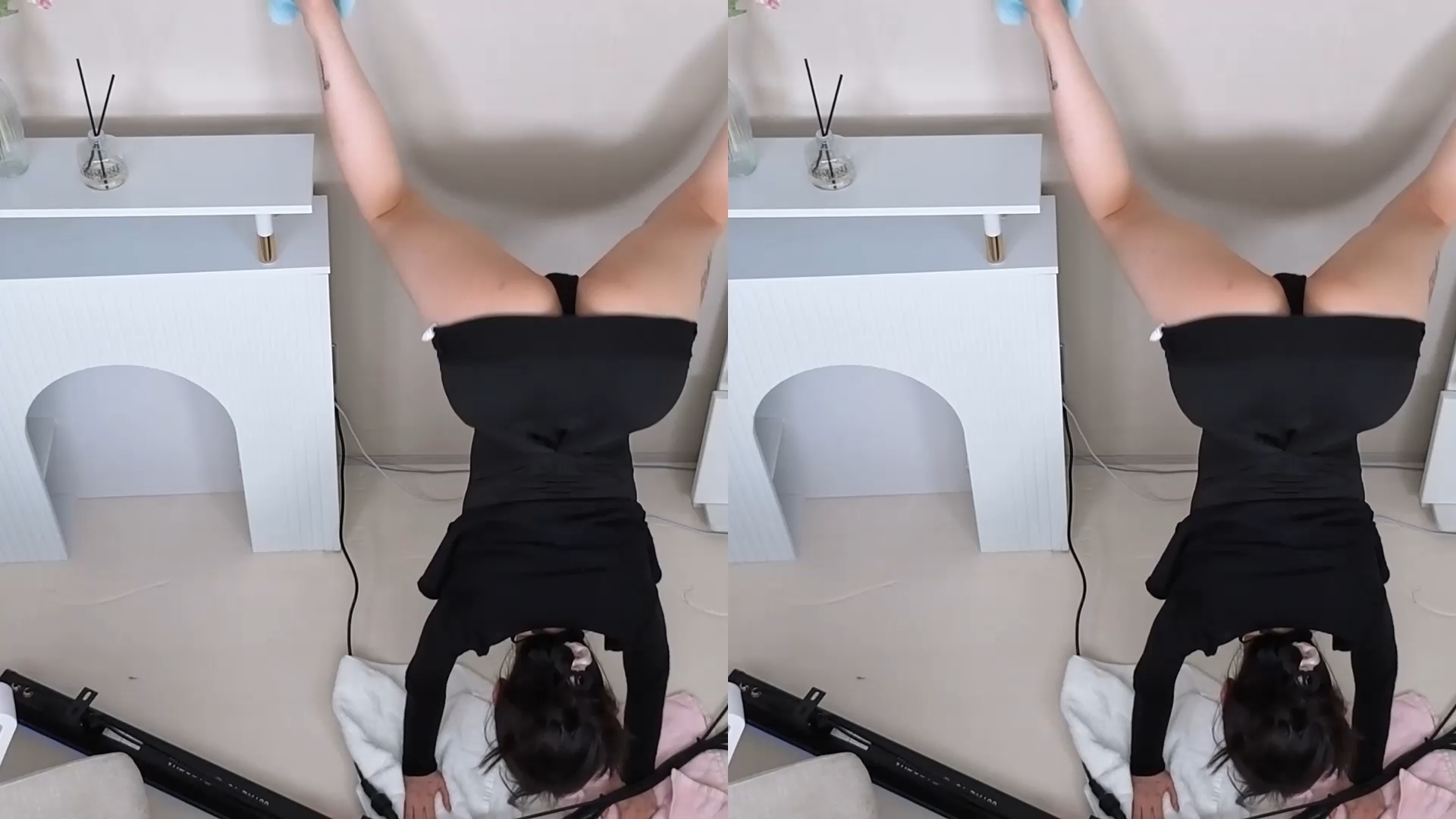 물구나무 트월킹 리액션 BJㅇ로 검정 원피스